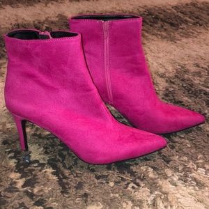 Hot pink heeled ankle booties
